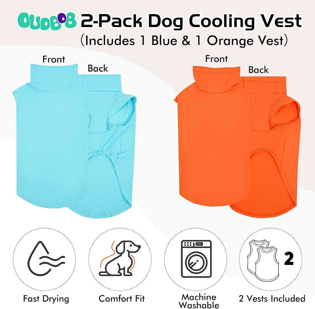 Hundekuehlweste 2er-Pack Orange Blau mit Stehkragen und dehnbarem Bauchgurt