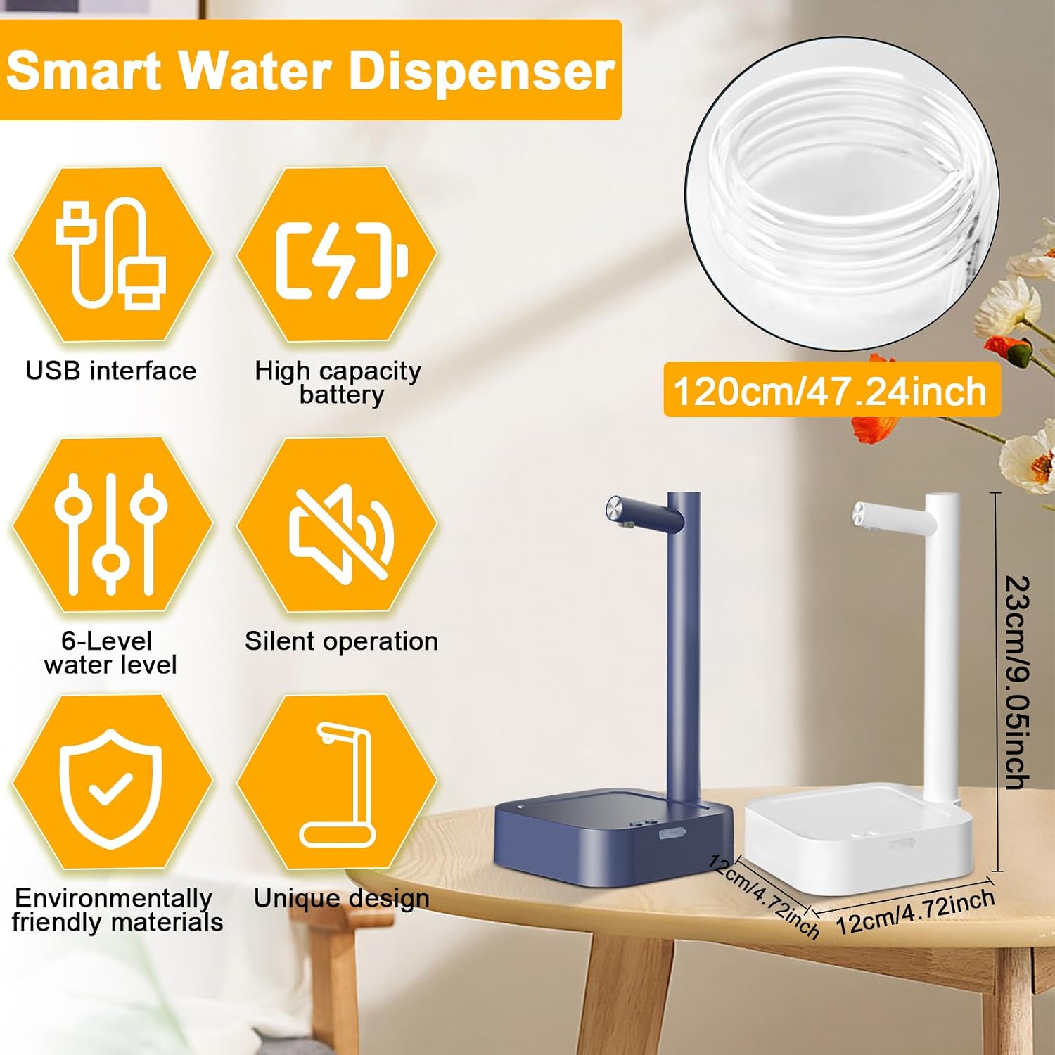 Wasserspender Desktop 7 Stufen automatisch USB Wasserflaschen Pumpe Weiss