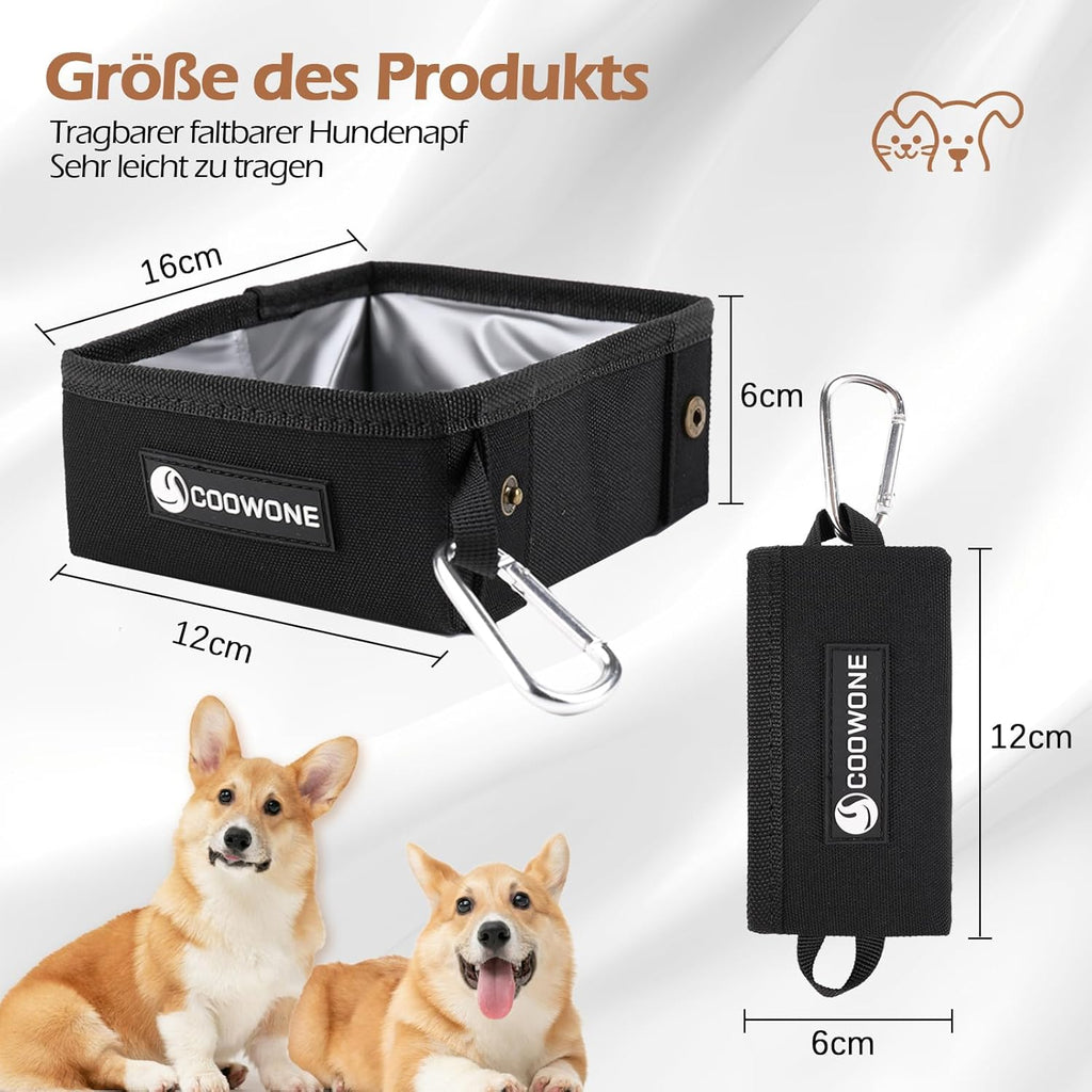 Faltbarer Trinknapf fuer Hunde und Katzen, 2er Set, auslaufsicher, reisefreundlic