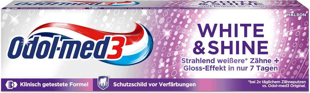 Odol-Med 3 White & Shine Zahnpasta 75 ml - Zahnaufhellung, Fluorid