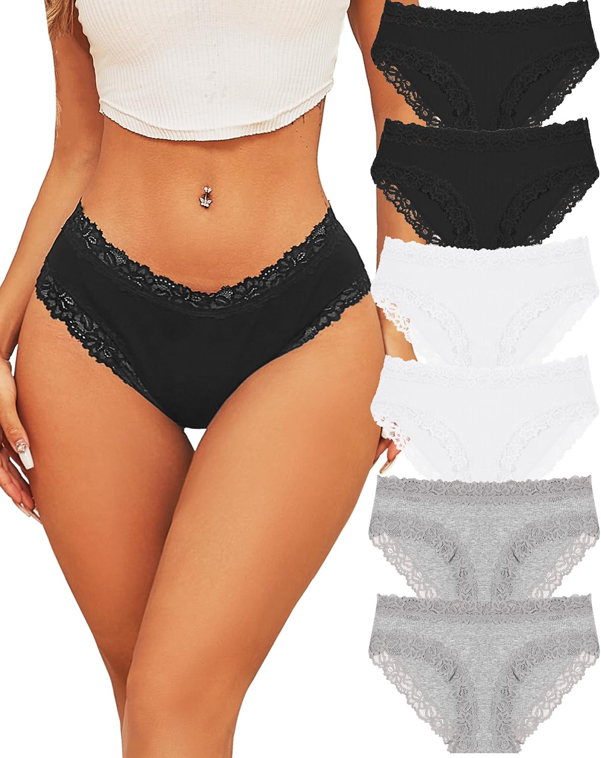 Damen Slip Brazilian atmungsaktiv Baumwolle 6er Pack S-XL