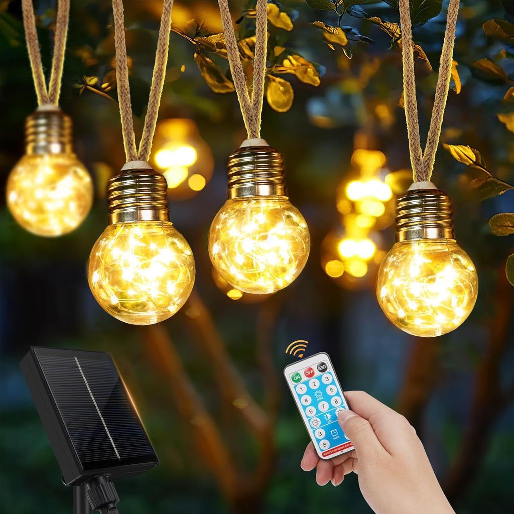 Goffii Solar Lichterkette Aussen 20 LED 12,5 m warmweiss 8 Modi Timer