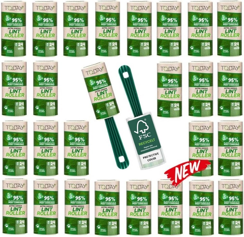 Today Eco Fusselrolle 16 Rollen mit Deckel und 2 Abroller 95% recyceltes Materia