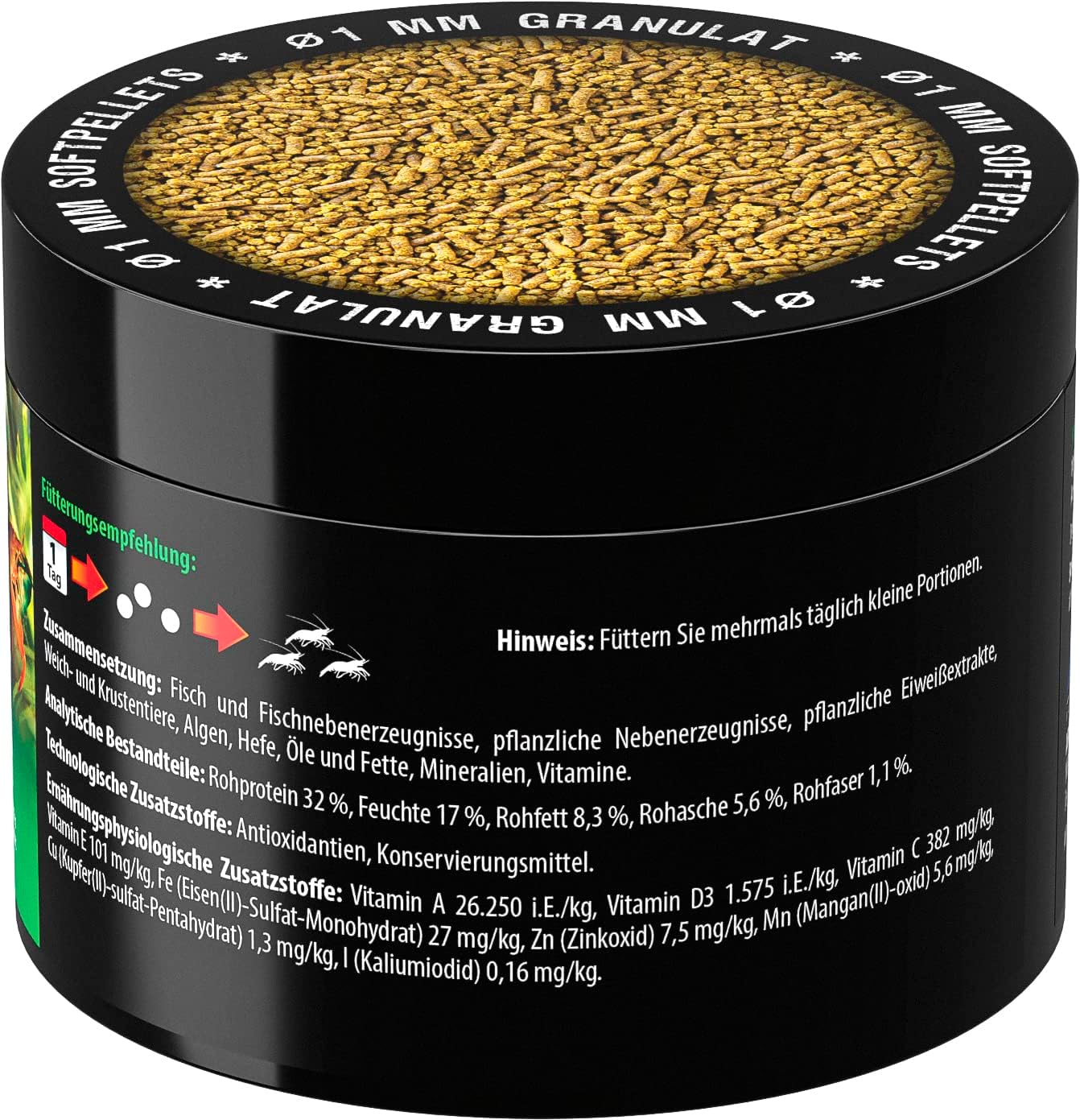 ARKA Shrimp Garnelenfutter kaltgepresst Softgranulat 150 ml sinkend hochverdauli