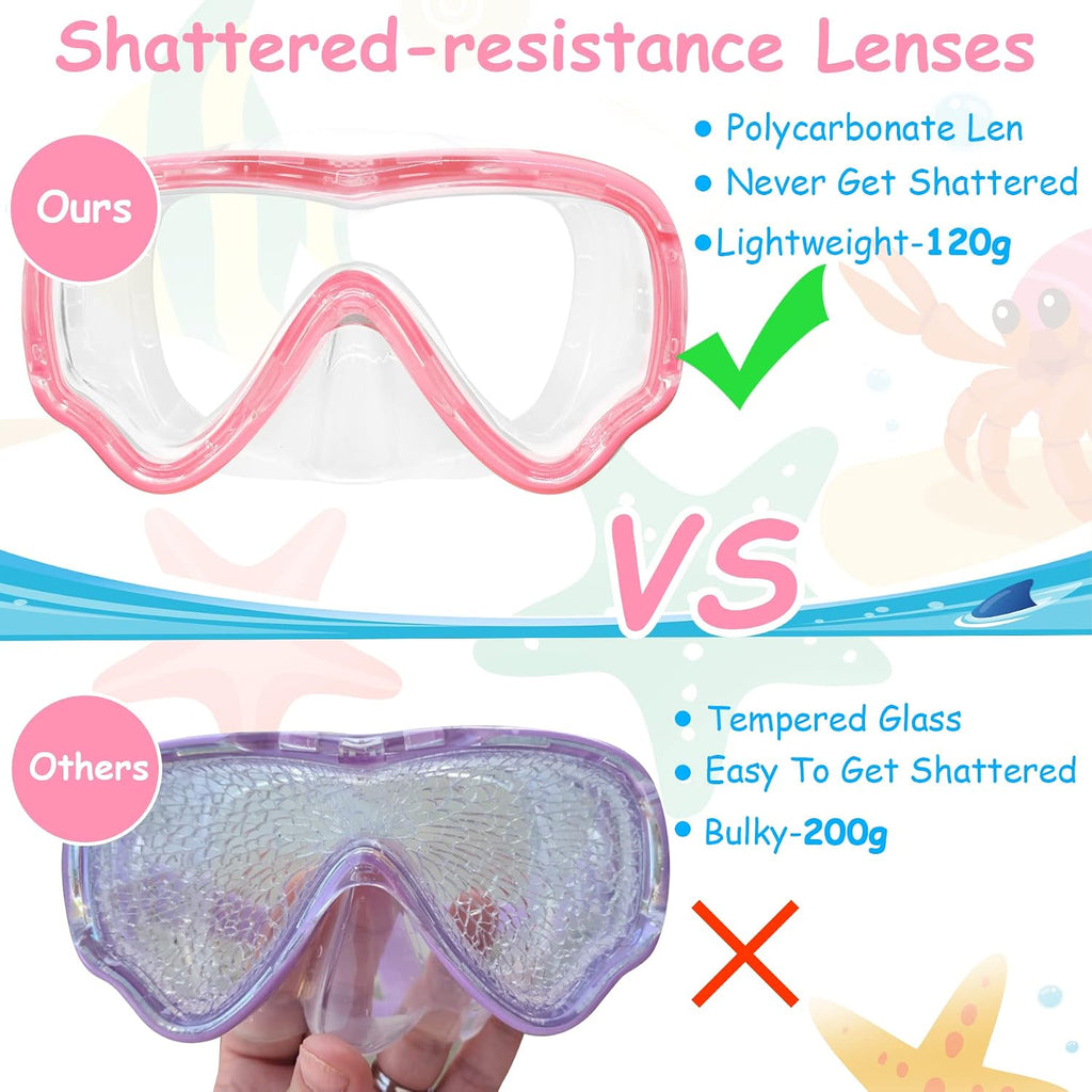 Vvinca Taucherbrille Kinder 180° Panorama Schwimm- und Tauchmaske mit Stoffband