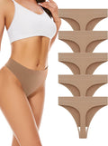 VOENXE nahtloser Damen String Tanga mit hohem Bund, unsichtbar, XS-XXL