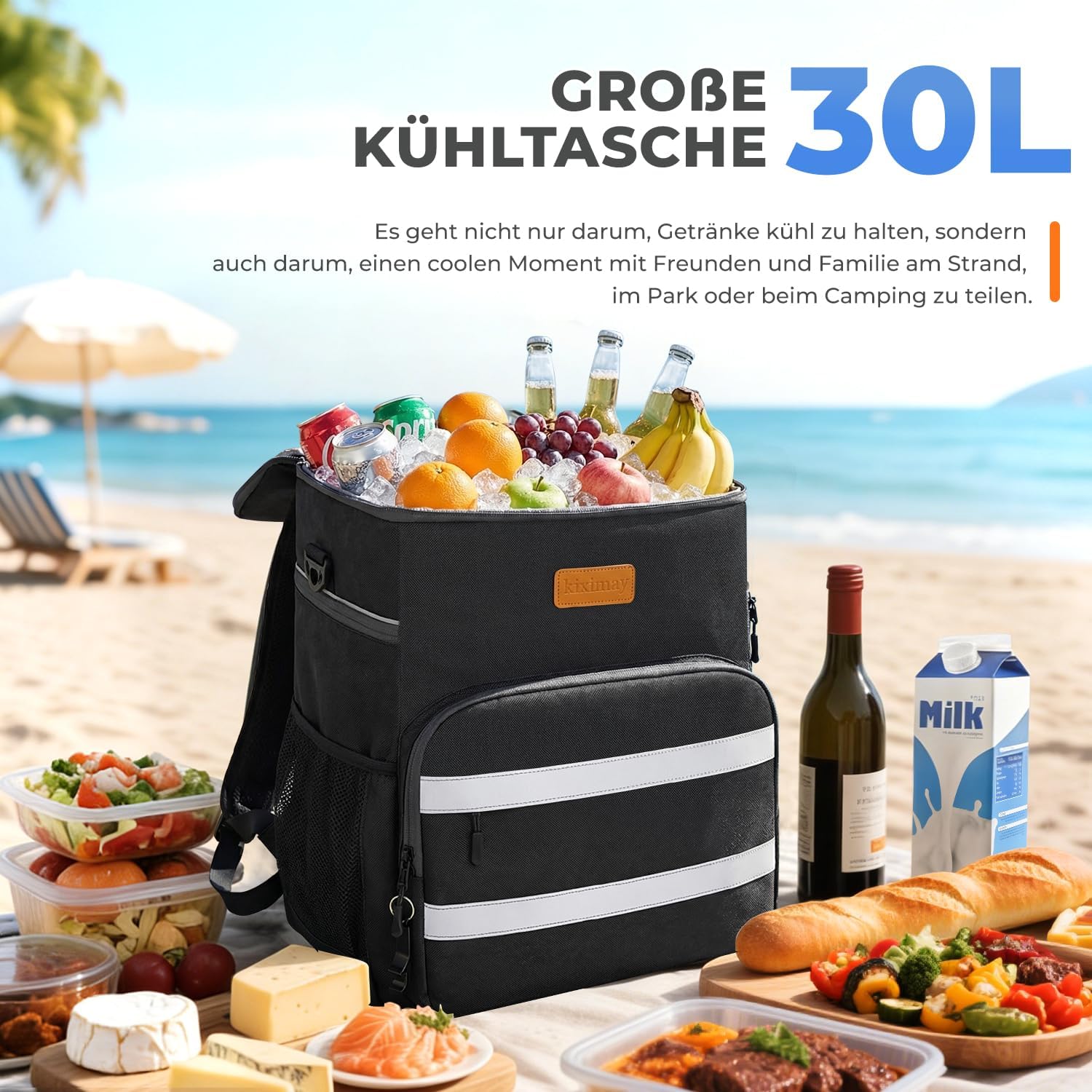 faltbare Kuehltasche isoliert wasserdicht auslaufsicher 24+ Std Kuehlbox