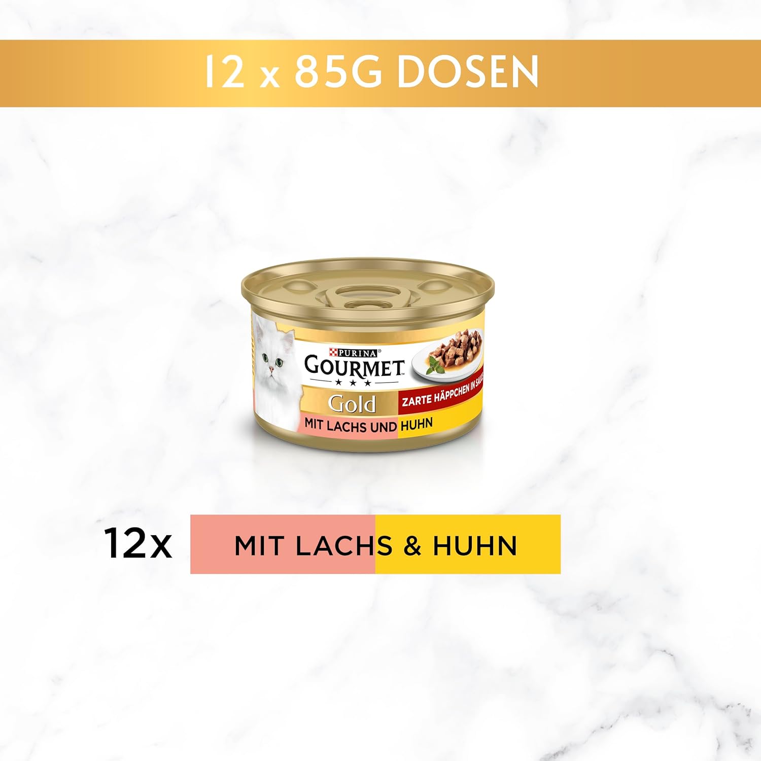 Gourmet Gold Nassfutter Katzen Haeppchen Sauce Lachs & Huhn 12x85g verschiede