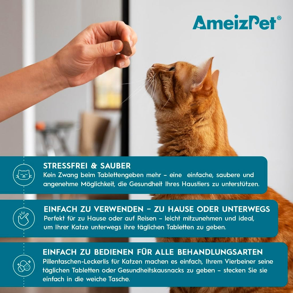 AmeizPet Pill Pockets Katze Tabletten-Leckerlis Medikamenten Snack 50g