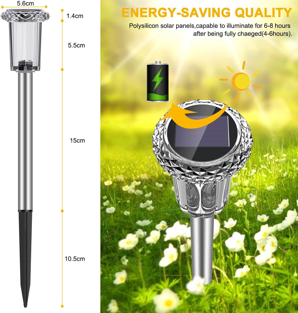 LED Solarleuchten Garten 6er Set warmweiss wasserdicht 4,5cm-7,9cm