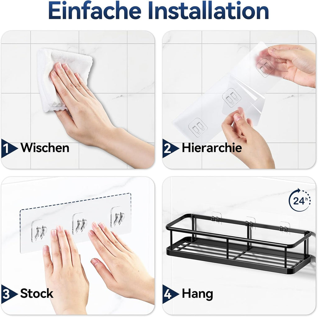 YASONIC Duschablage Schwarz zum Kleben ohne Bohren Badregal