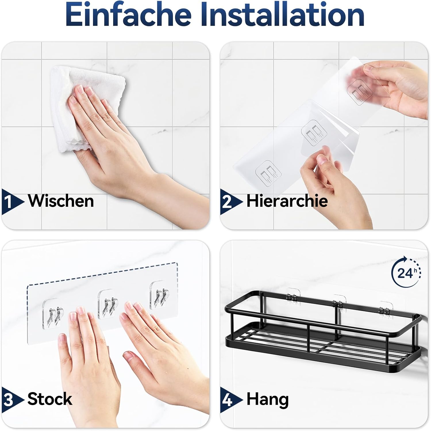 YASONIC Duschablage Schwarz zum Kleben ohne Bohren Badregal