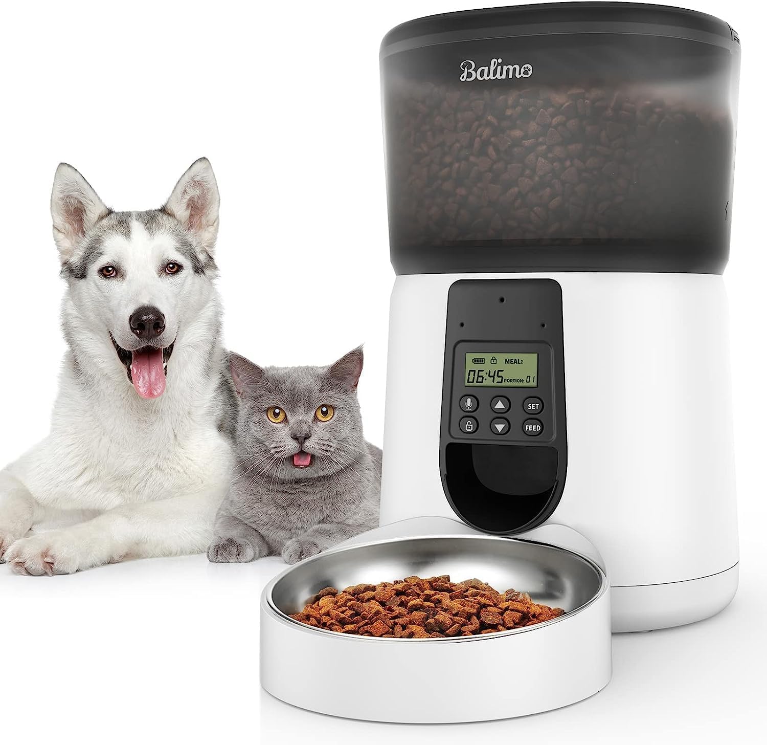 Balimo Futterautomat Katze WiFi App Steuerung 1-10 Mahlzeiten Weiss