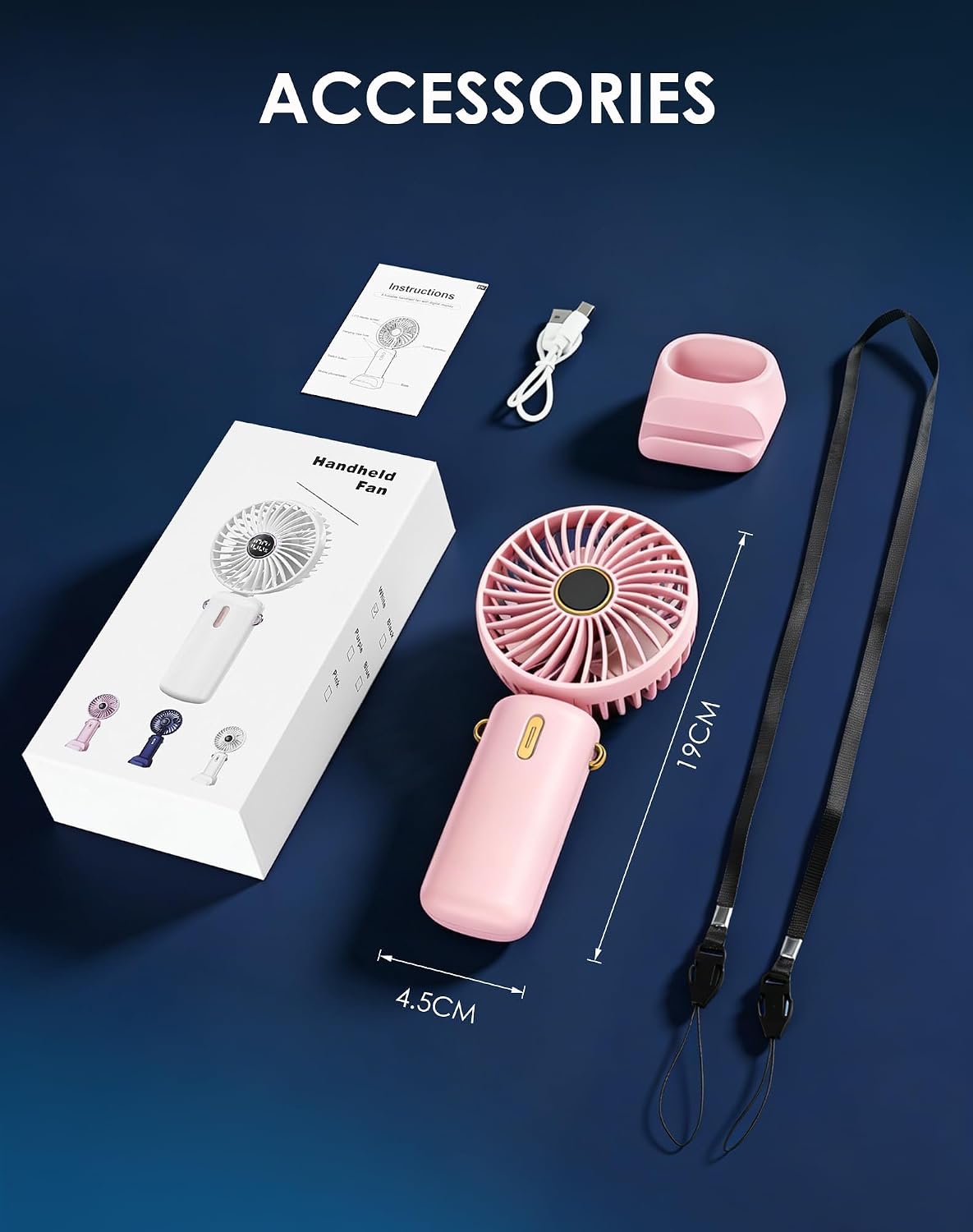 Mini Handventilator Akku USB leise tragbar Tischventilator klein fuer unterwegs