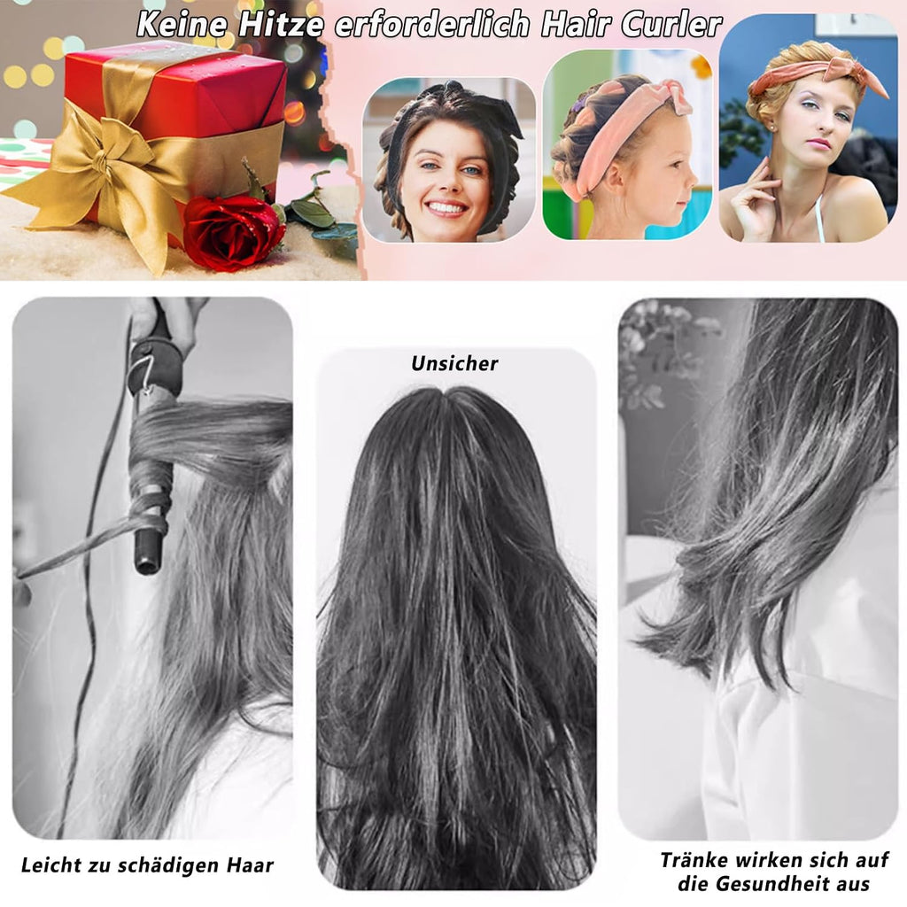 Heatless Curls Lockenwickler schwarz - Locken ohne Hitze ueber Nacht DIY Curler
