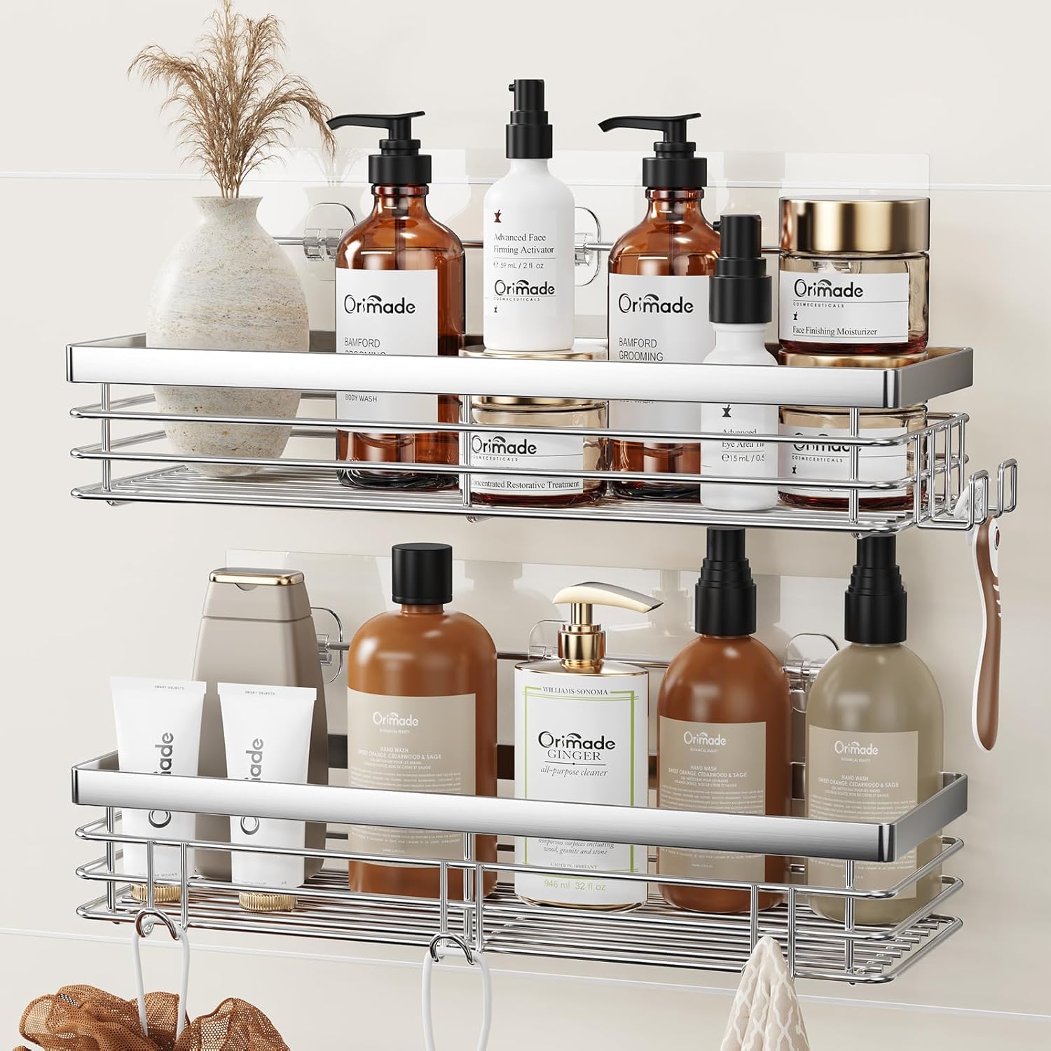 Orimade Duschregal Edelstahl zum Kleben Ohne Bohren 2er Set