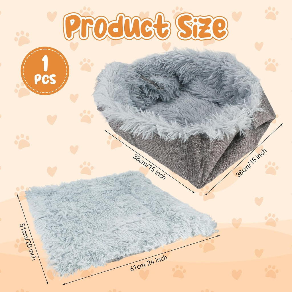 Katzenbett 2in1 Plüsch Kissen und Korb 61x51 cm Grau