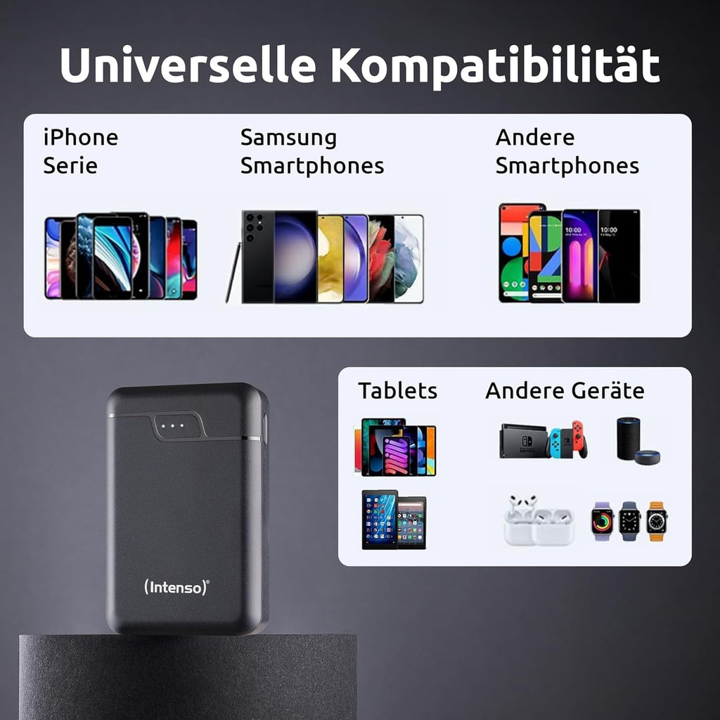 Intenso B10000 Powerbank 10000 mAh USB-C 2x USB-A LED-Anzeige schwarz