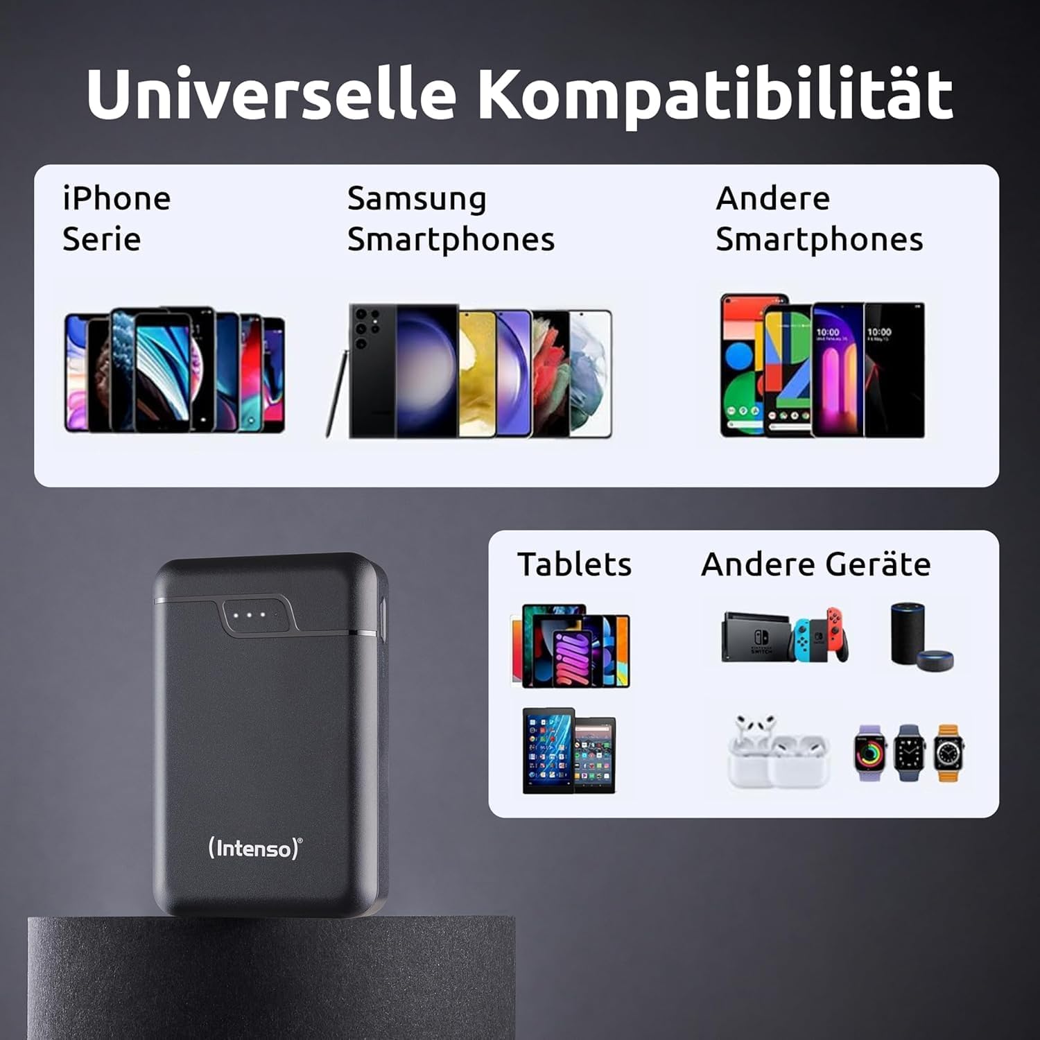 Intenso B10000 Powerbank 10000 mAh USB-C 2x USB-A LED-Anzeige schwarz