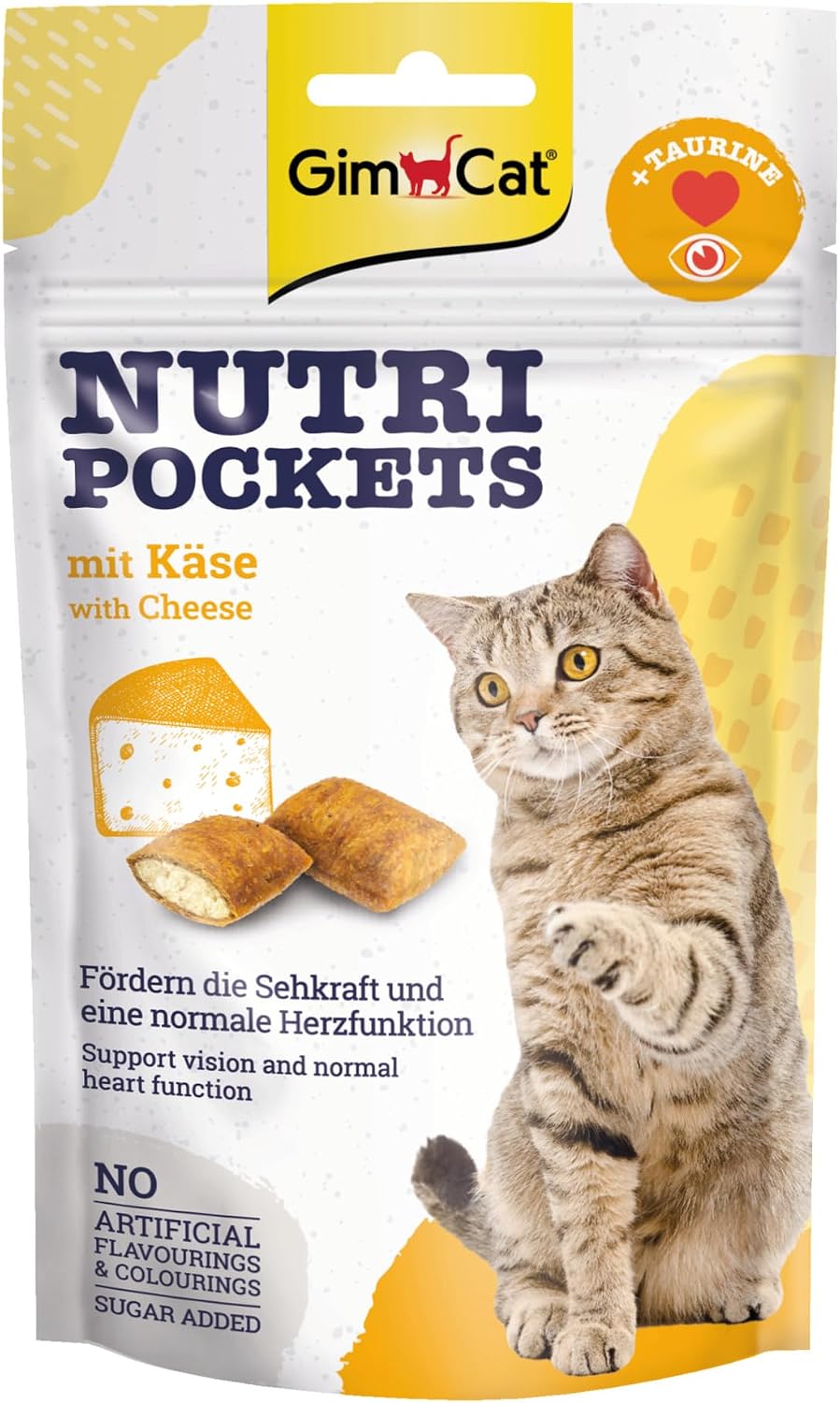GimCat Nutri Pockets Kaese Katzensnack 60 g knusprig mit Fuellung