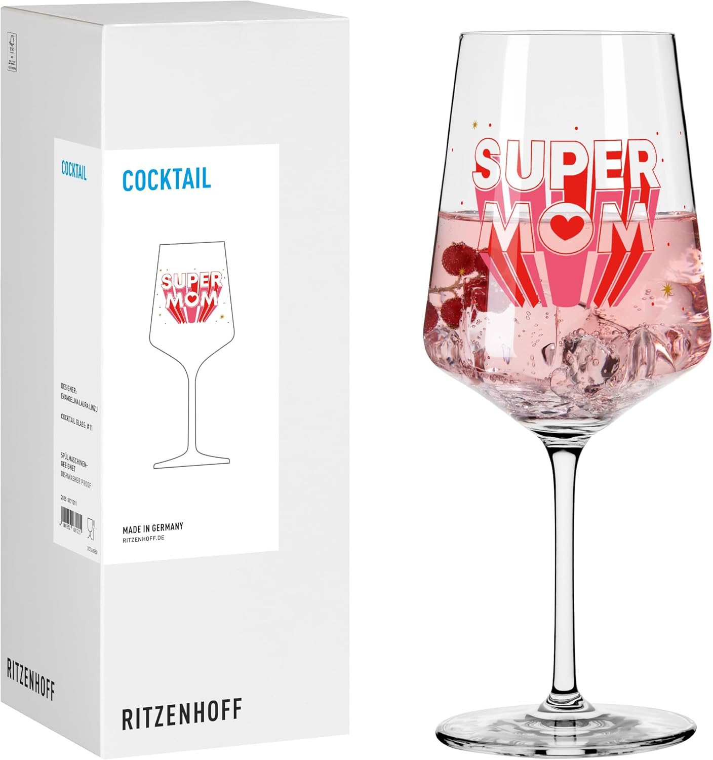 Cocktail-Glas 500 ml Ritzenhoff Serie Sprueche Super Mom Made in Germany