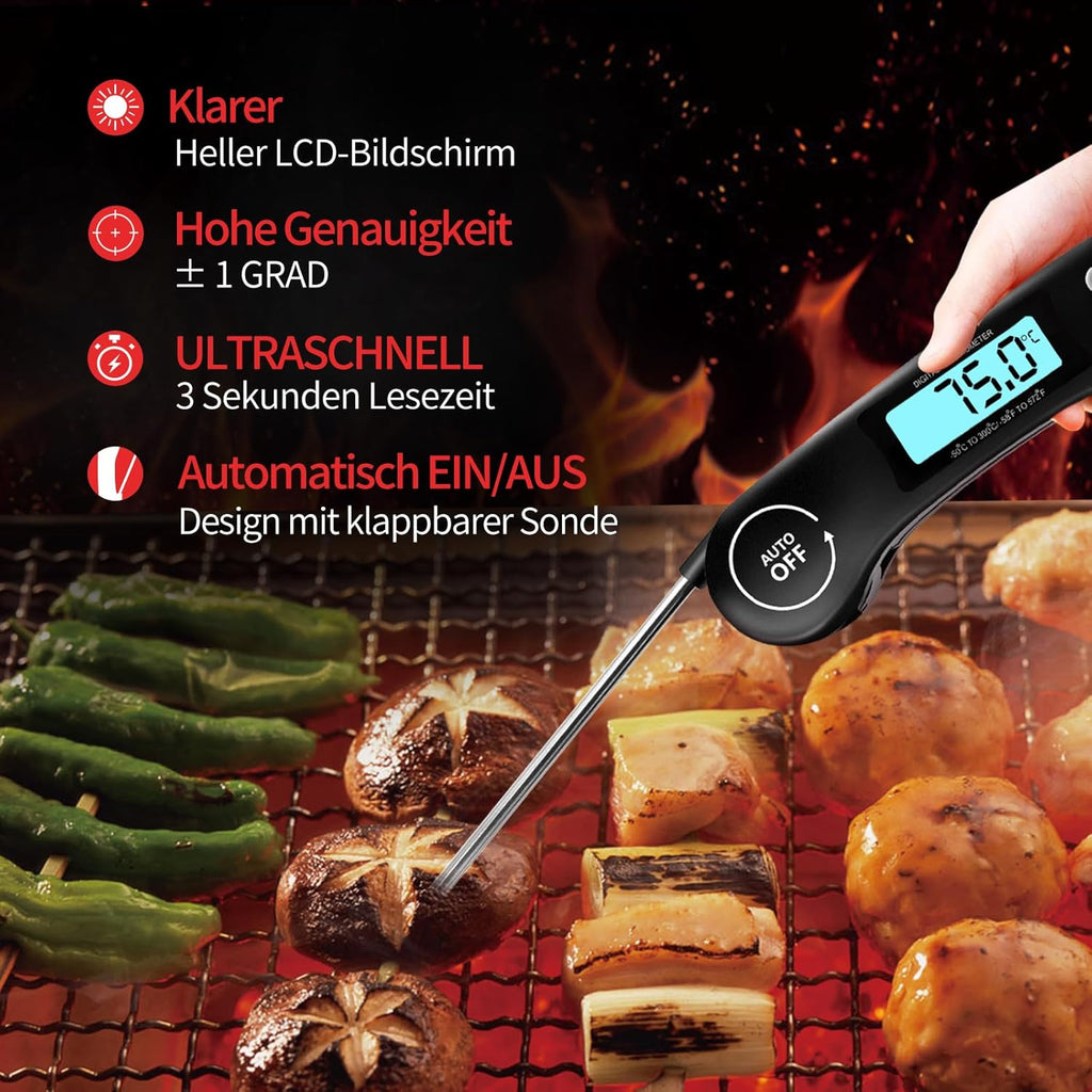 DOQAUS digitales Fleischthermometer mit langer Sonde LCD 3s Messung