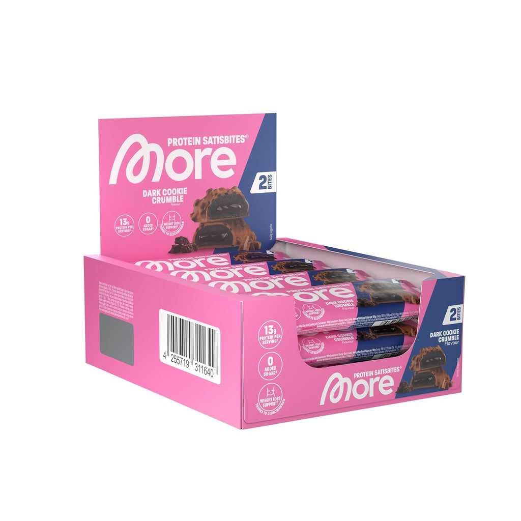 MORE Protein Satisbites 12er Box Dark Cookie Crumble 12×25g 16g Protein