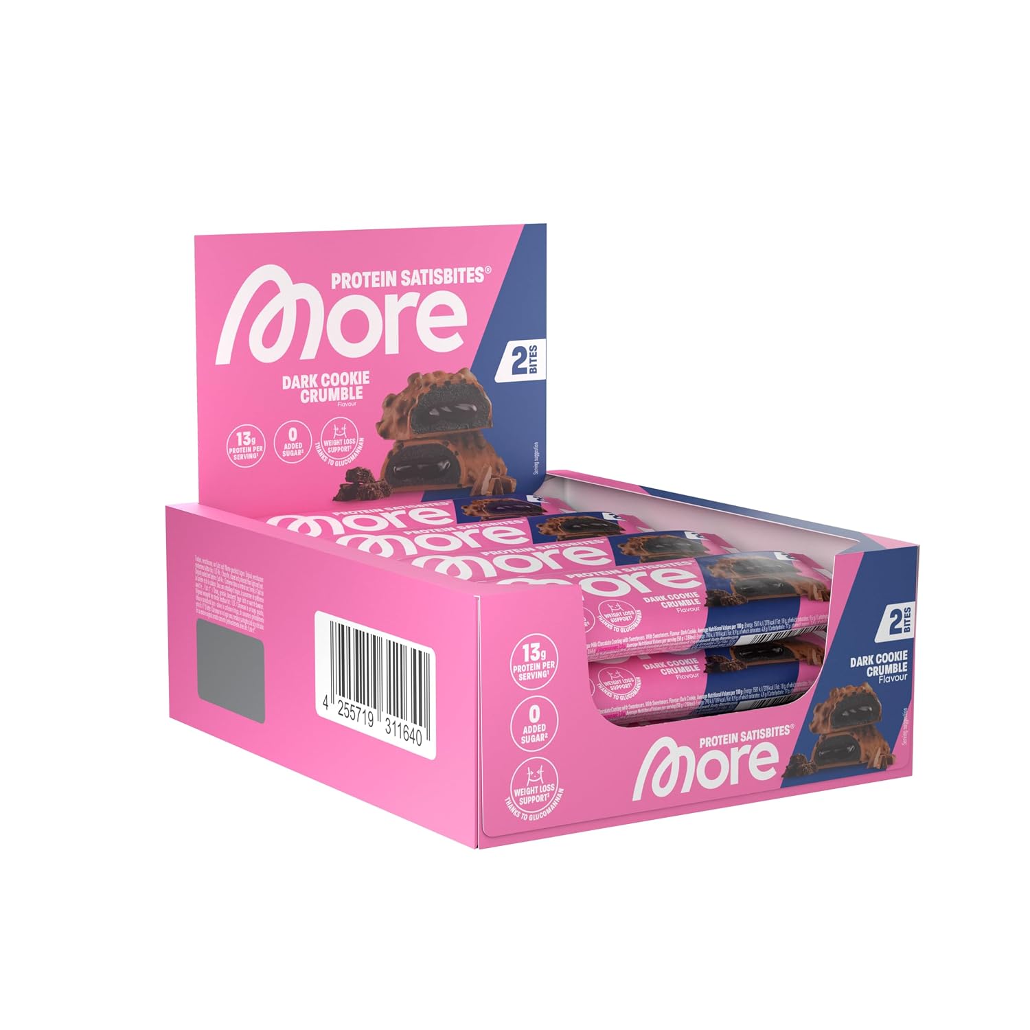 MORE Protein Satisbites 12er Box Dark Cookie Crumble 12×25g 16g Protein