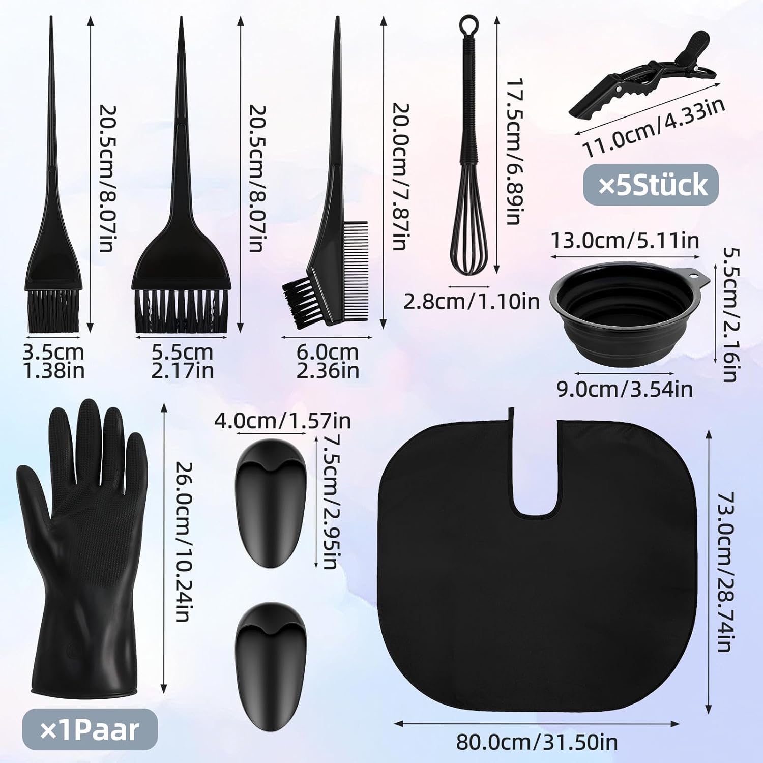13-teiliges Haarfaerbe-Set Pinsel Kamm Mischschale Handschuhe Buerste DIY