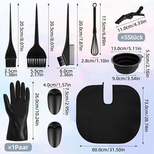 13-teiliges Haarfaerbe-Set Pinsel Kamm Mischschale Handschuhe Buerste DIY