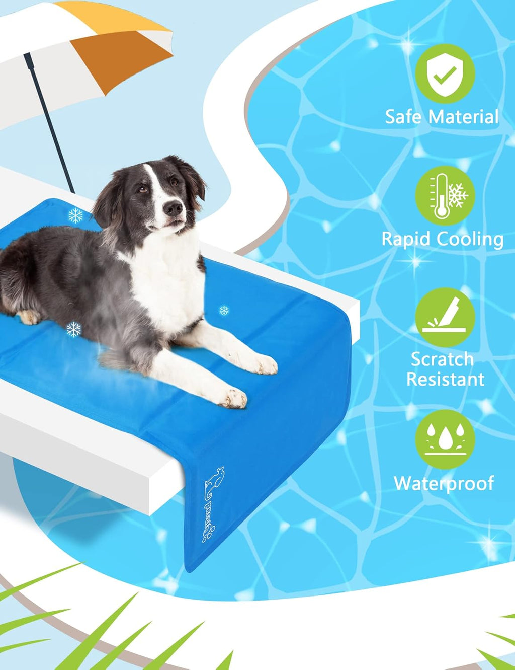 pecute Kühlmatte für Hunde 1cm×140cm Oxfordstoff PVC 0,4mm kühlt