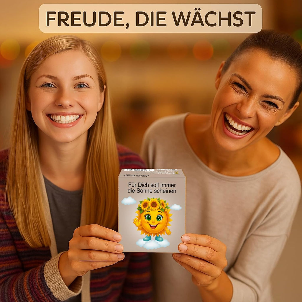 Sonnenblumen Anzuchtset mit Holztopf - Pflanzset Geschenk fuer Garten