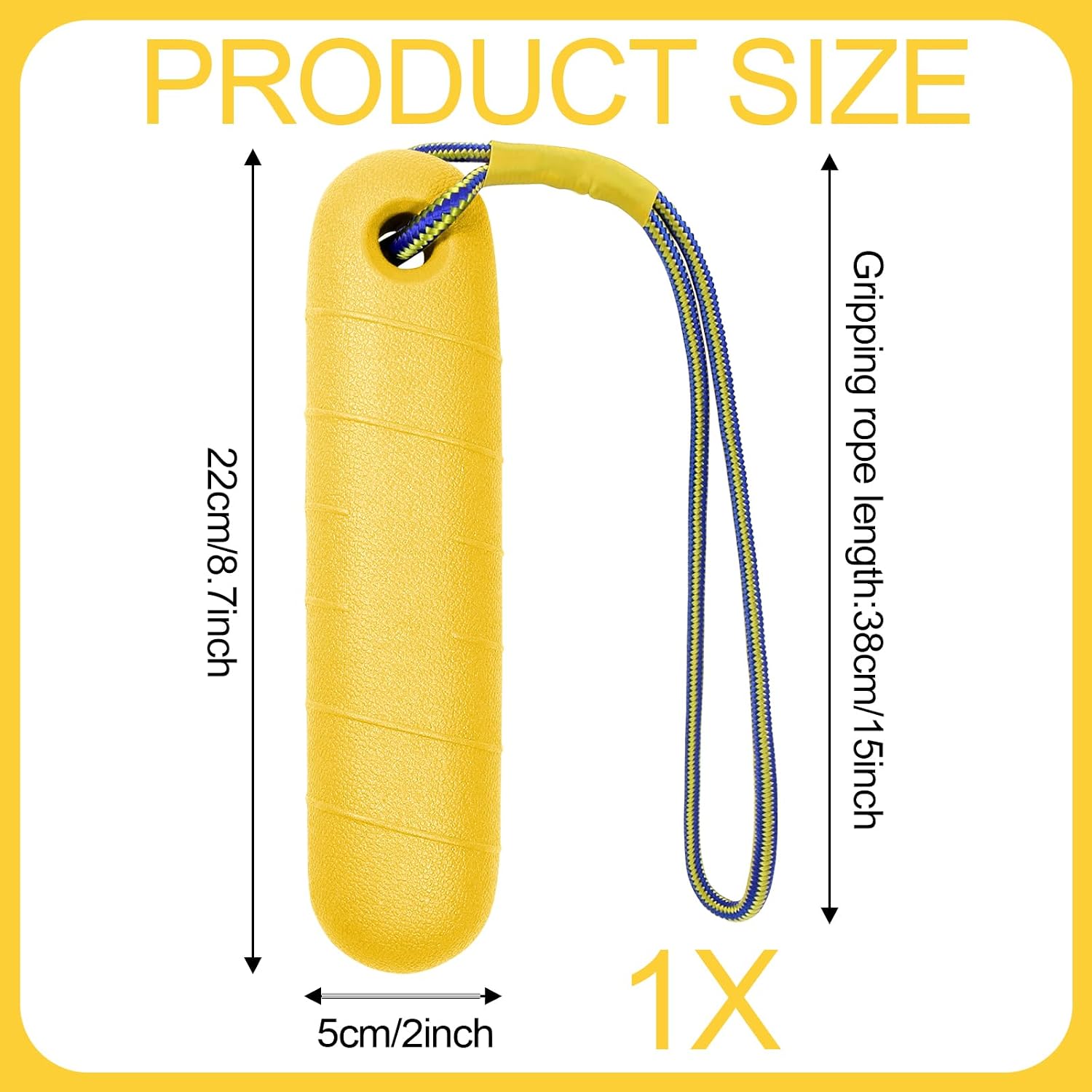 Wasserspielzeug Hund 22 cm mit Nylonseil fuer mittelgrosse und grosse Hunde Gelb