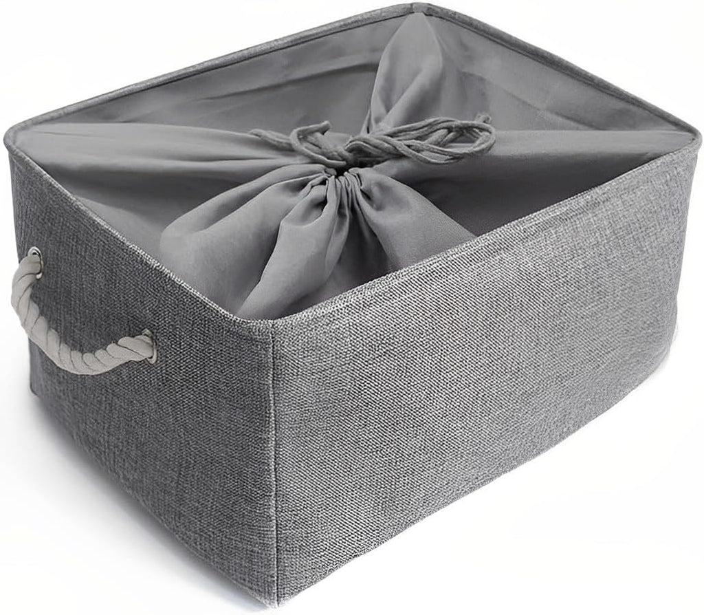 Aufbewahrungsbox Leinen mit Seilgriffen, waschbar, Grau, S-XXL