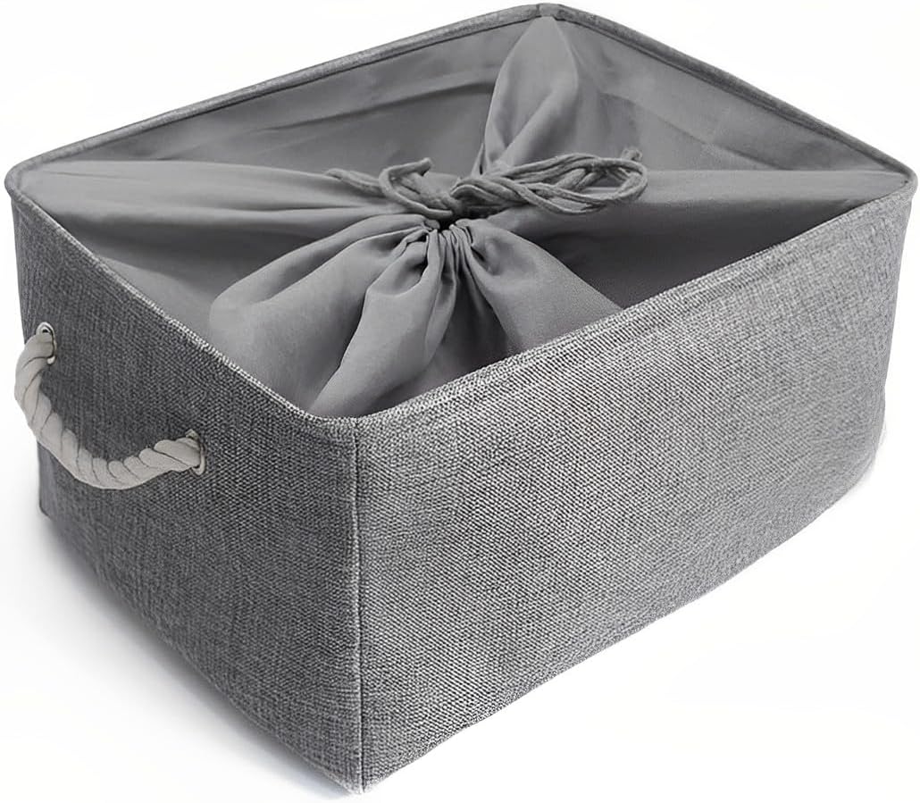Aufbewahrungsbox Leinen mit Seilgriffen, waschbar, Grau, S-XXL
