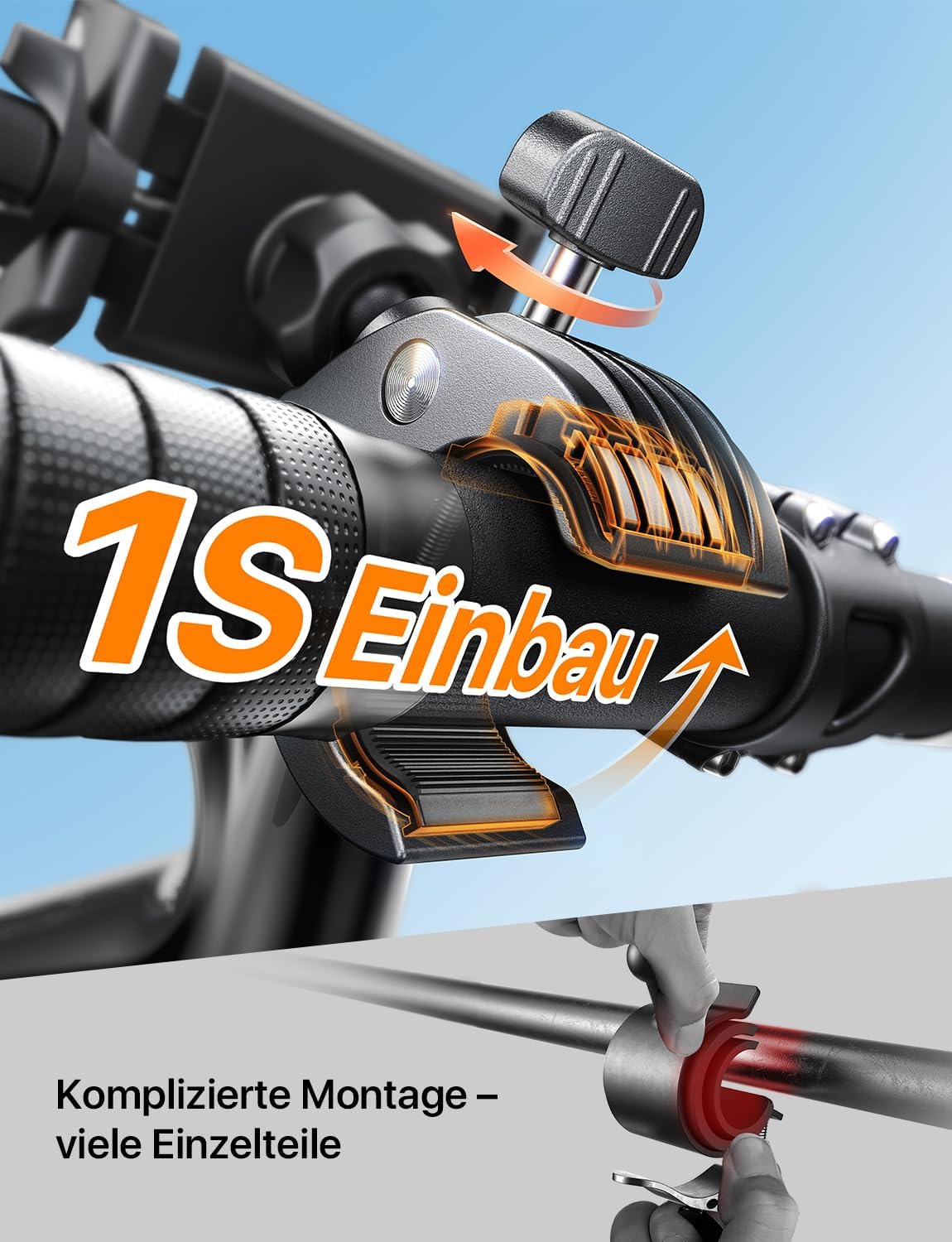 Handyhalterung Motorrad und Fahrrad Metallklemme 360° Lenkerhalter
