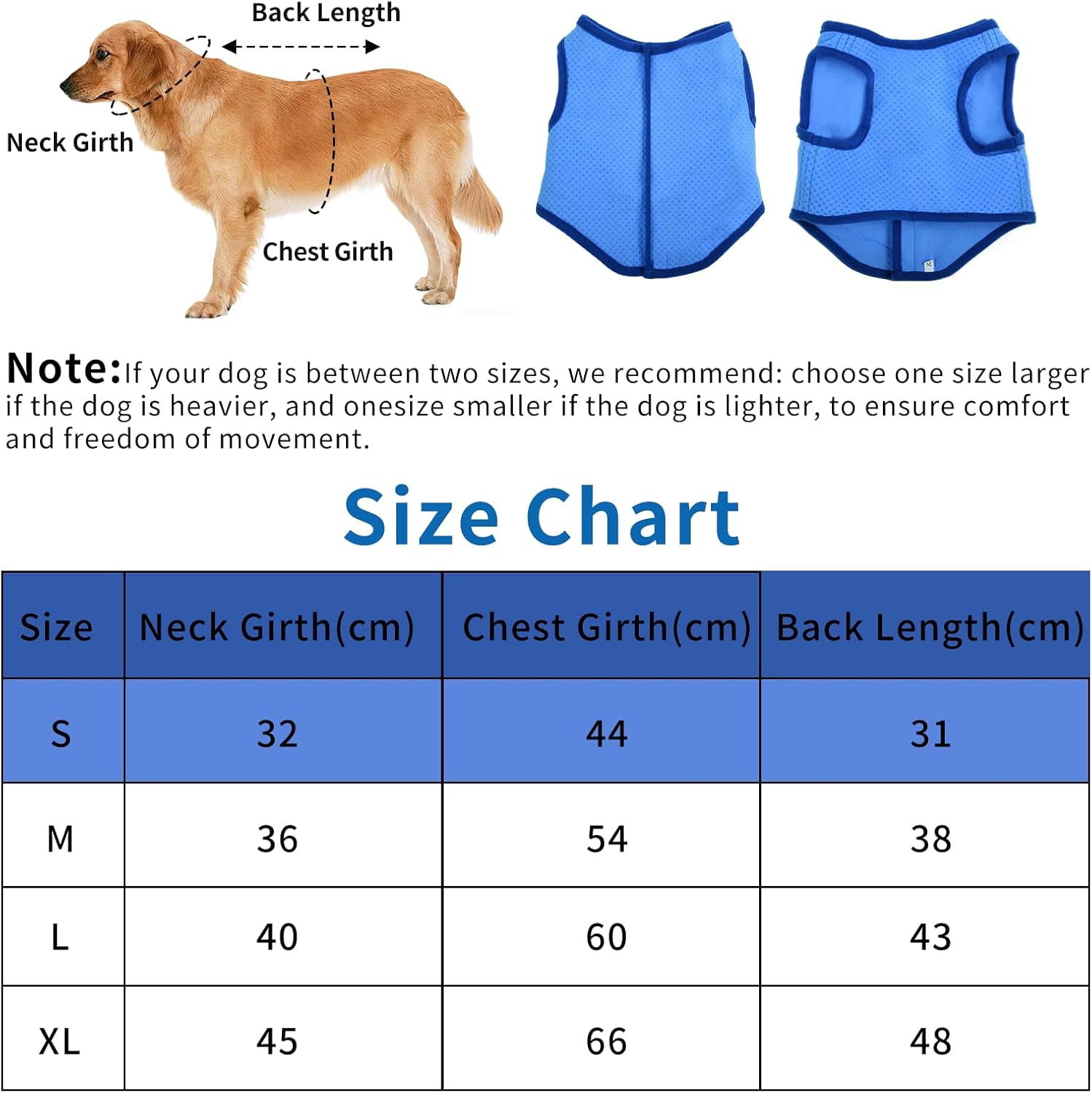 Kuehlweste Hund Sommer kuehlend atmungsaktiv Aermellos Hundemantel Groesse S