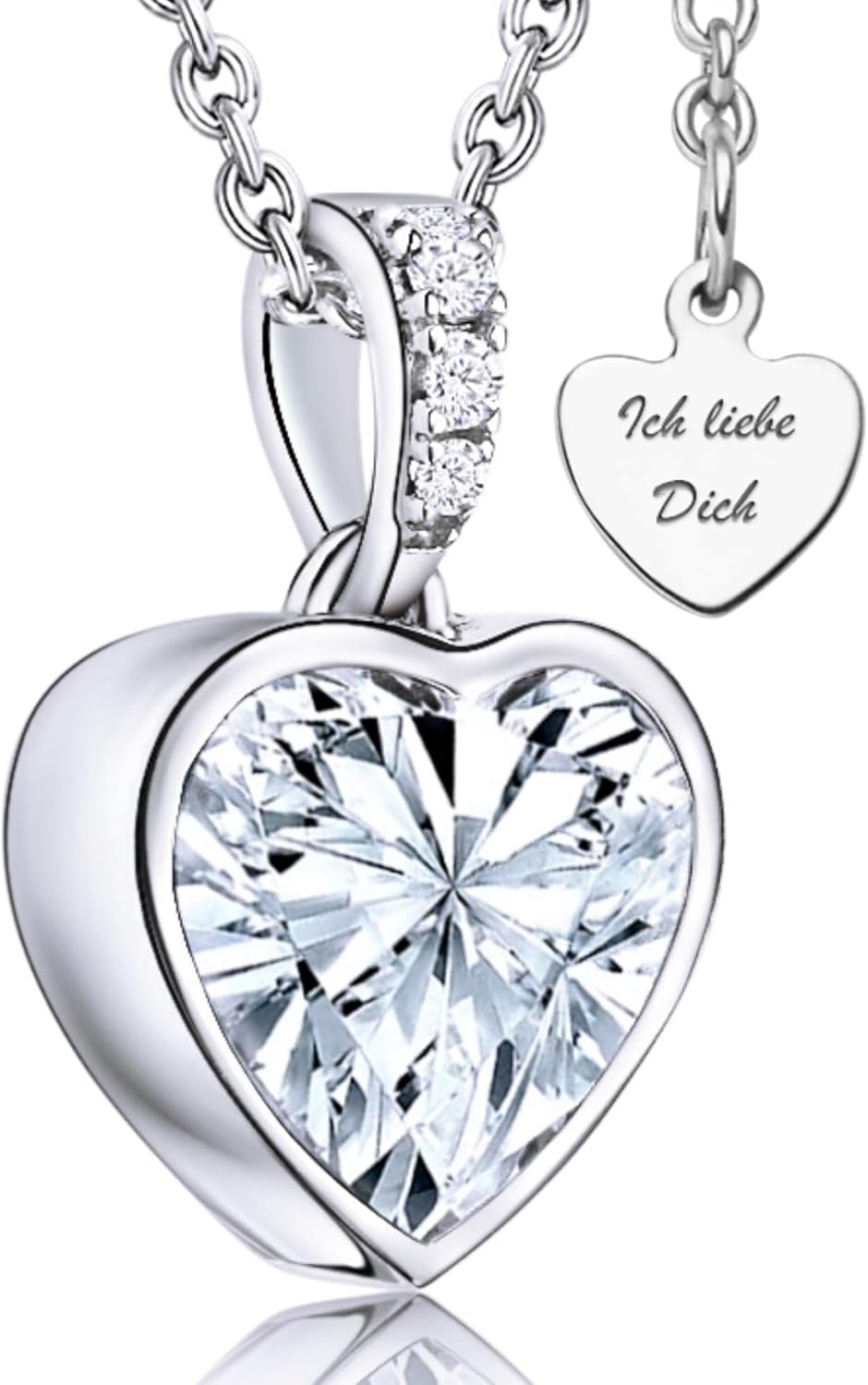 925er Silber Herz Halskette ICH LIEBE DICH Anhaenger Damen