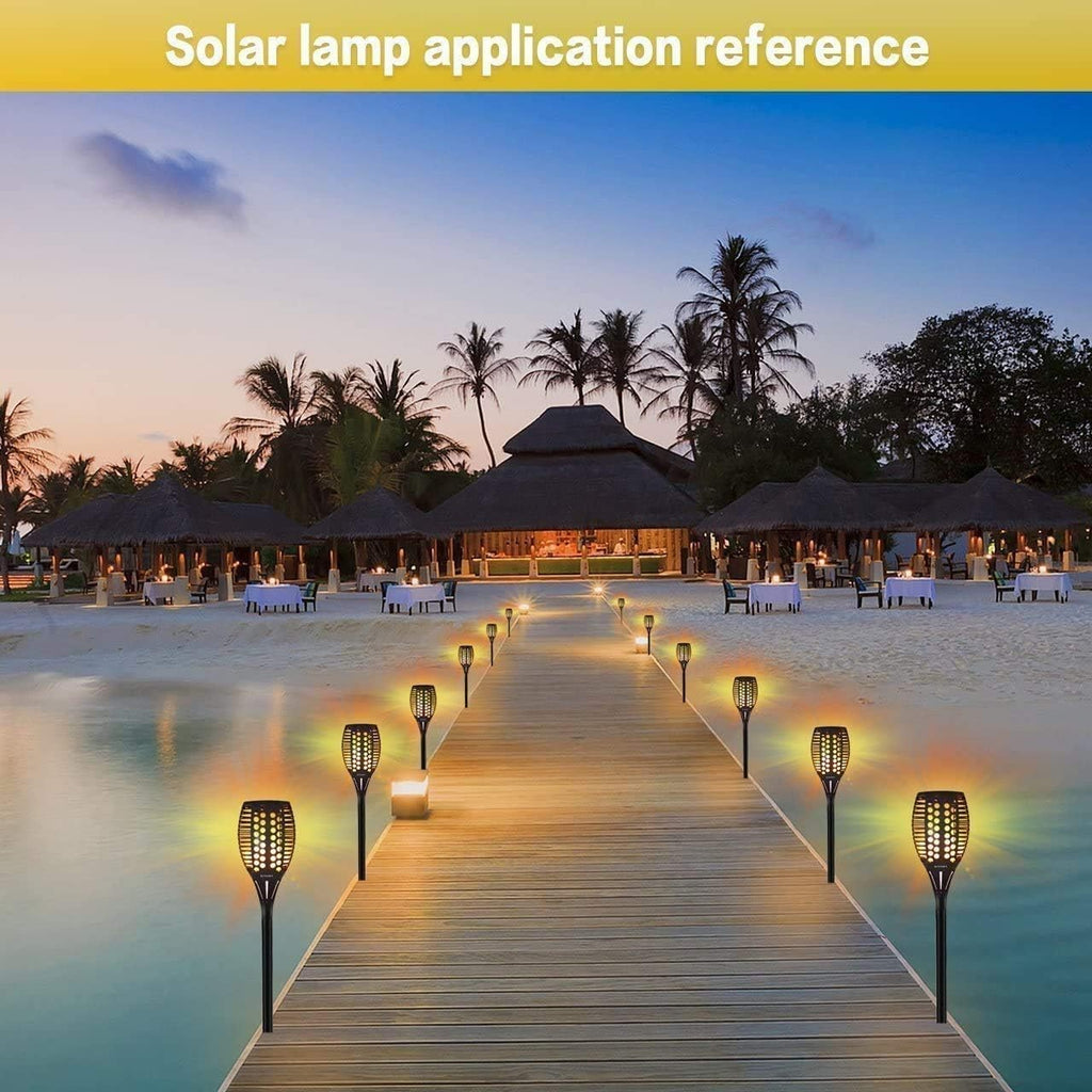 Solartischfackeln 4er Set 96 LED 80 cm, IP65 wasserdicht, flackerndes Licht