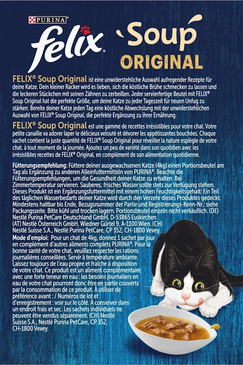Felix Katzennassfutter Soup verschiedene Sorten mit Kabeljau Thunfisch Scholle 8
