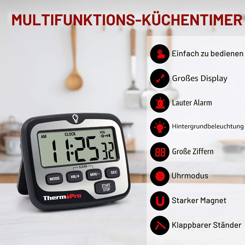 ThermoPro TM01 Digital Kuechentimer LCD Alarm Uhr Minuten Sekunden
