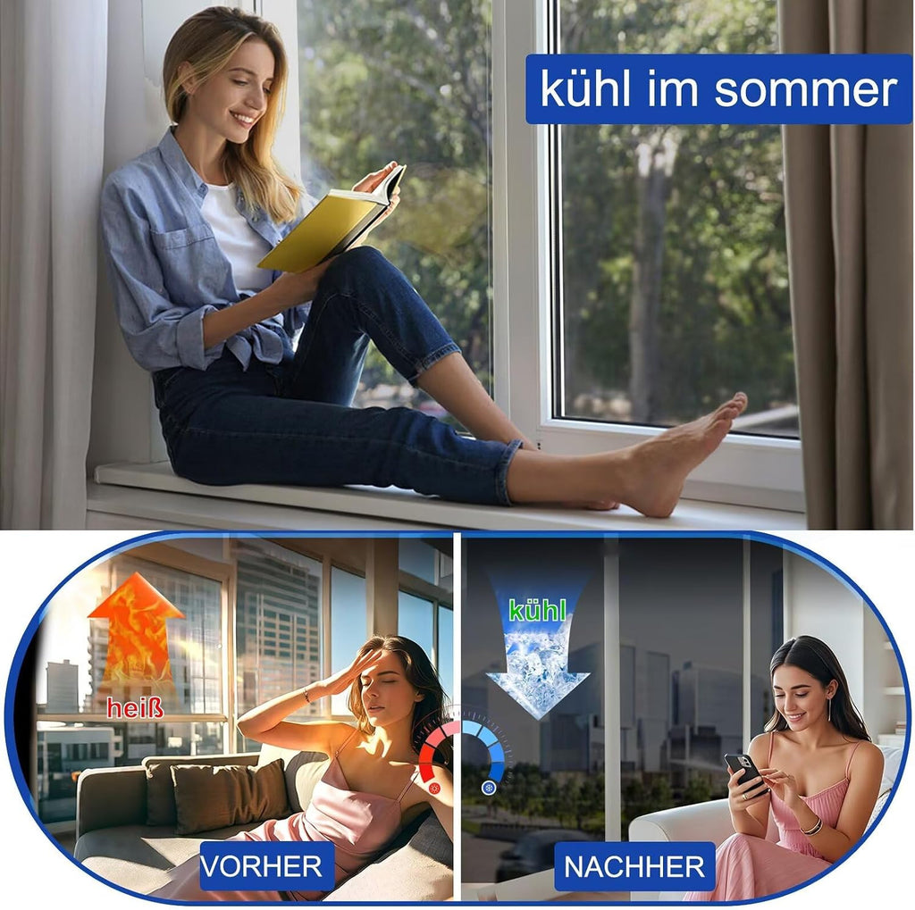 Hitzeschutzfolie Fenster 90x200 cm Silber selbstklebend UV- und Sichtschutz