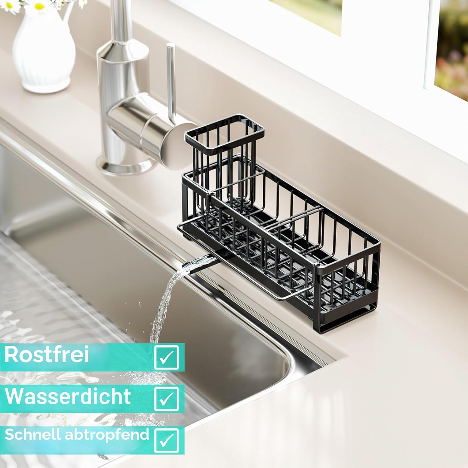 Edelstahl Spuelbecken Organizer Schwammhalter Buerstenhalter Kueche