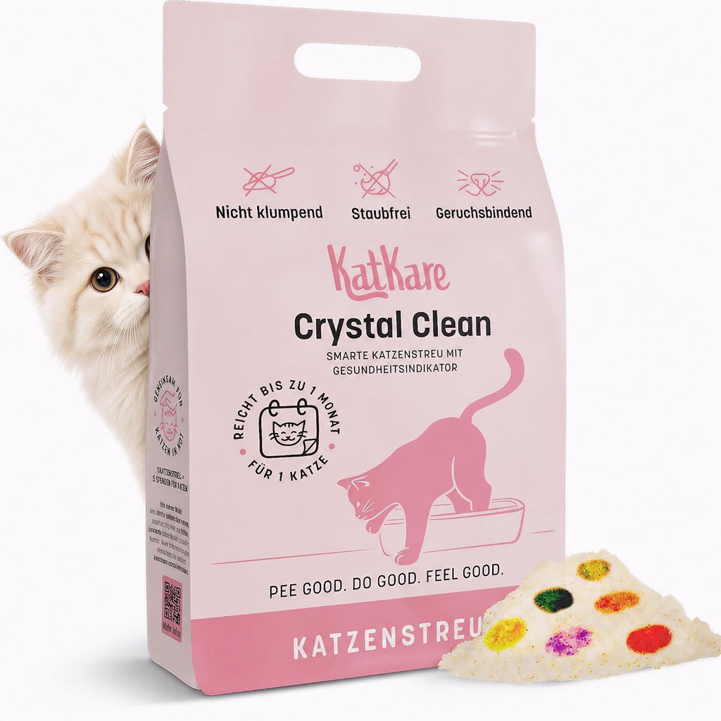 Crystal Clean Silikat Katzenstreu 6,2L geruchsbindend mit Gesundheitsindikator