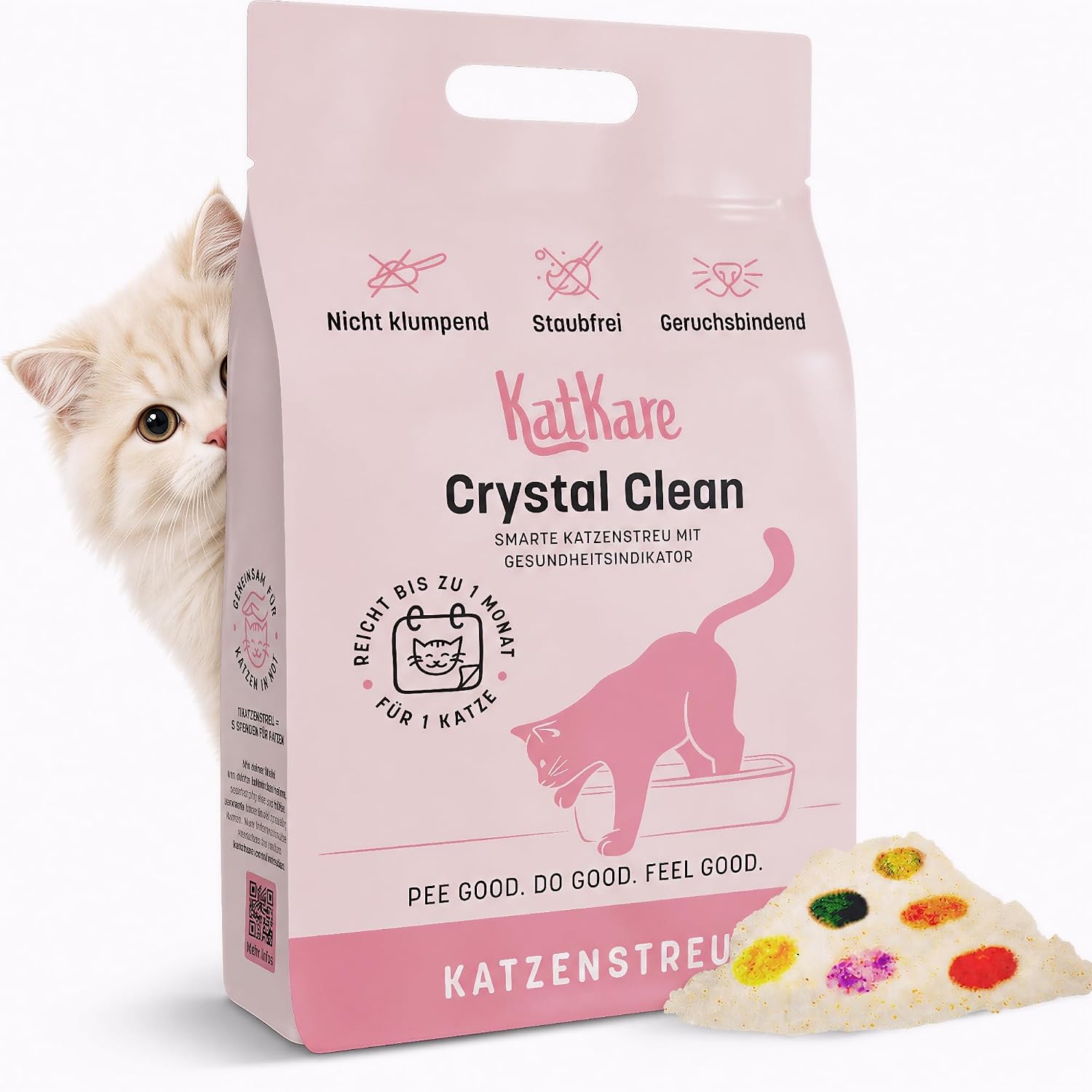 Crystal Clean Silikat Katzenstreu 6,2L geruchsbindend mit Gesundheitsindikator