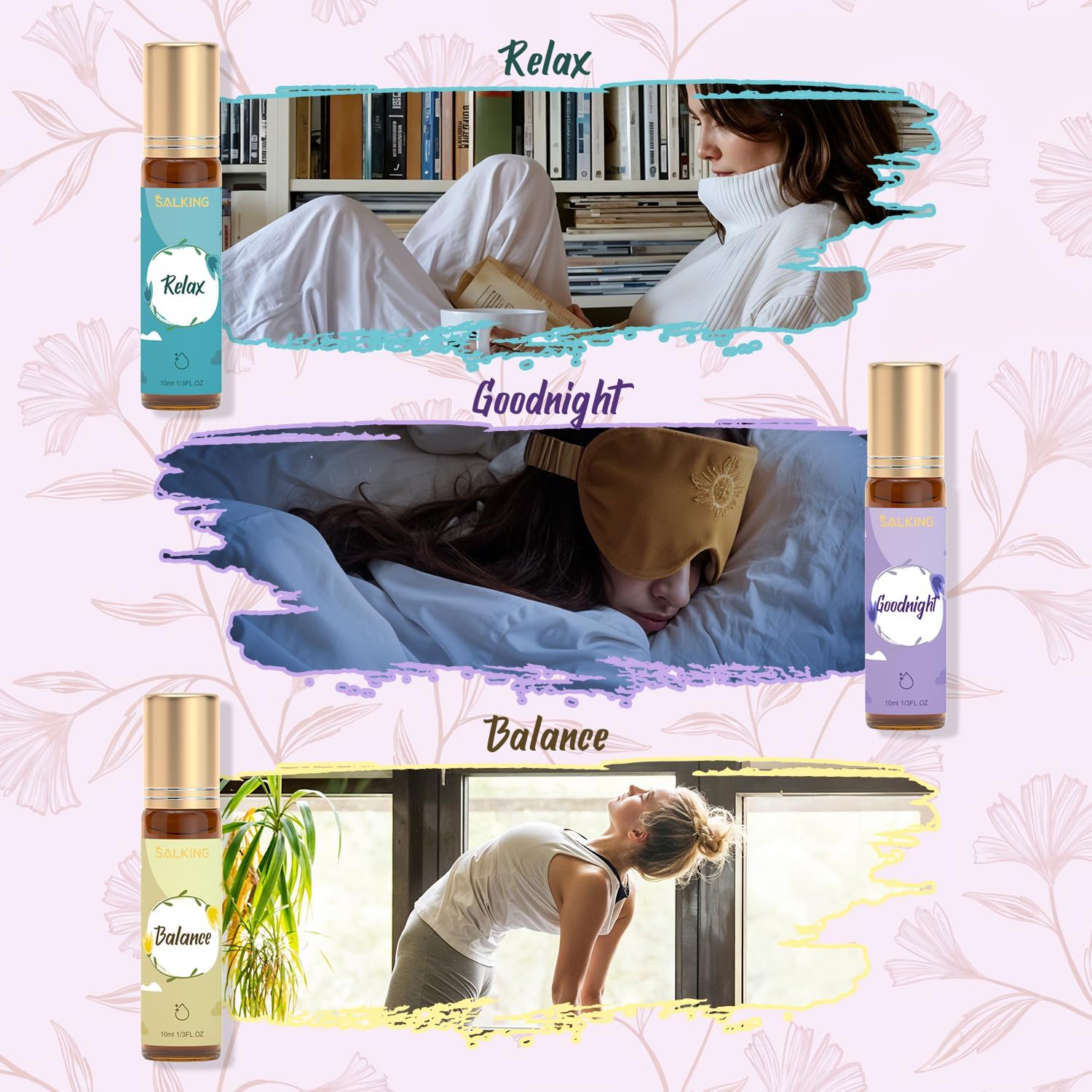 SALKING Roll-On 6x10 ml aetherische Oele Aromatherapie Geschenkset Entspannung