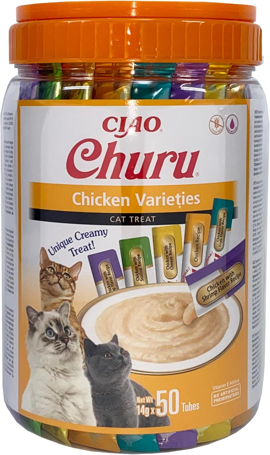 INABA Churu Puree Katzenleckerlis Variety Box 50 x Thunfisch Huhn