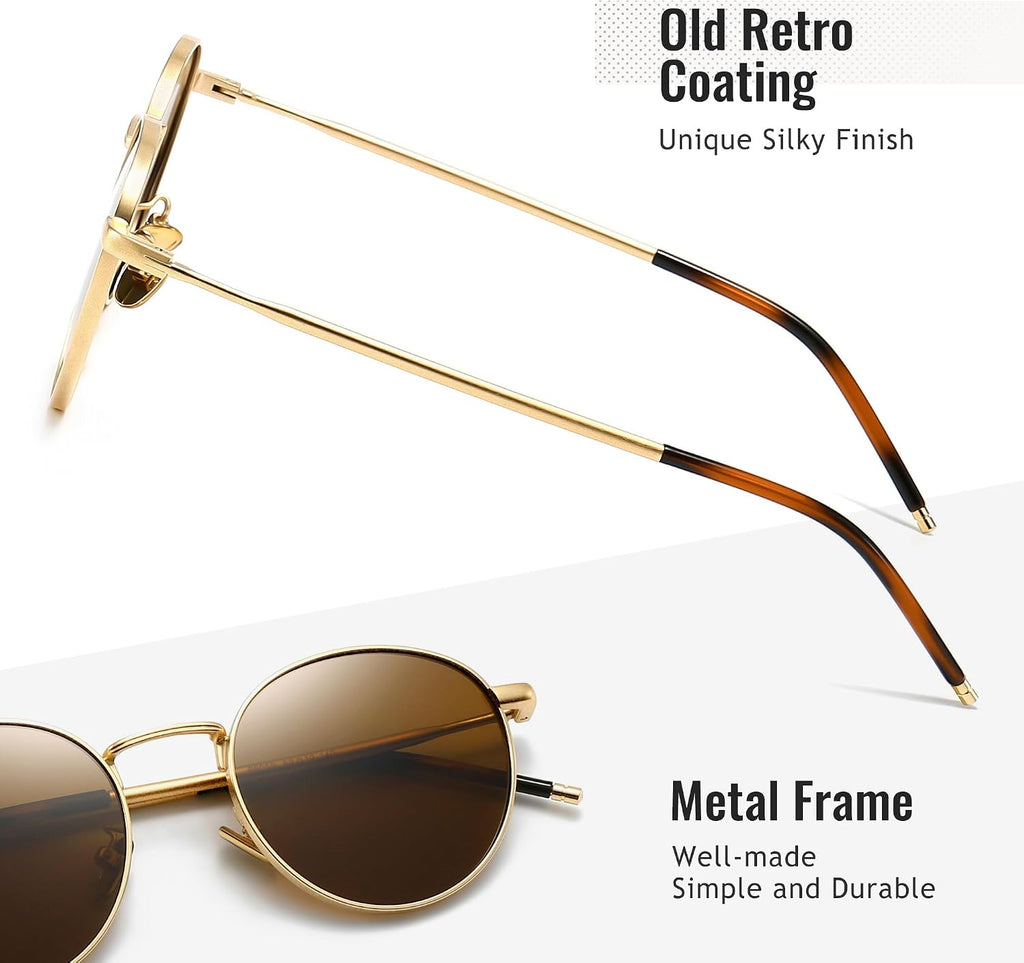 Sungait runde polarisierte Sonnenbrille Metallrahmen Retro unisex SGT059