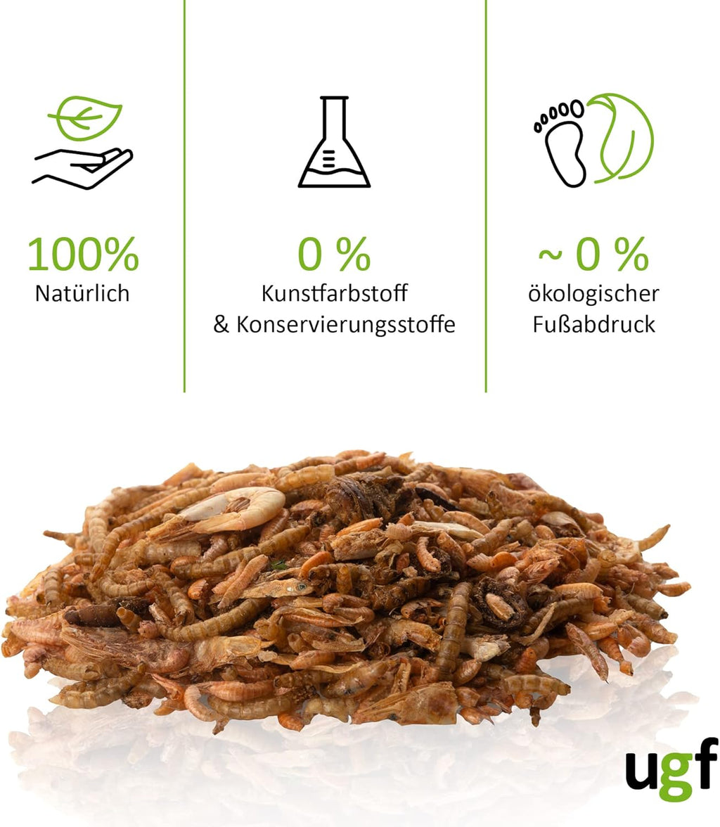 UGF Schildkroetenfutter Mix 500 g Eimer - Gammarus, Mehlwuermer, Garnelen, Fisch