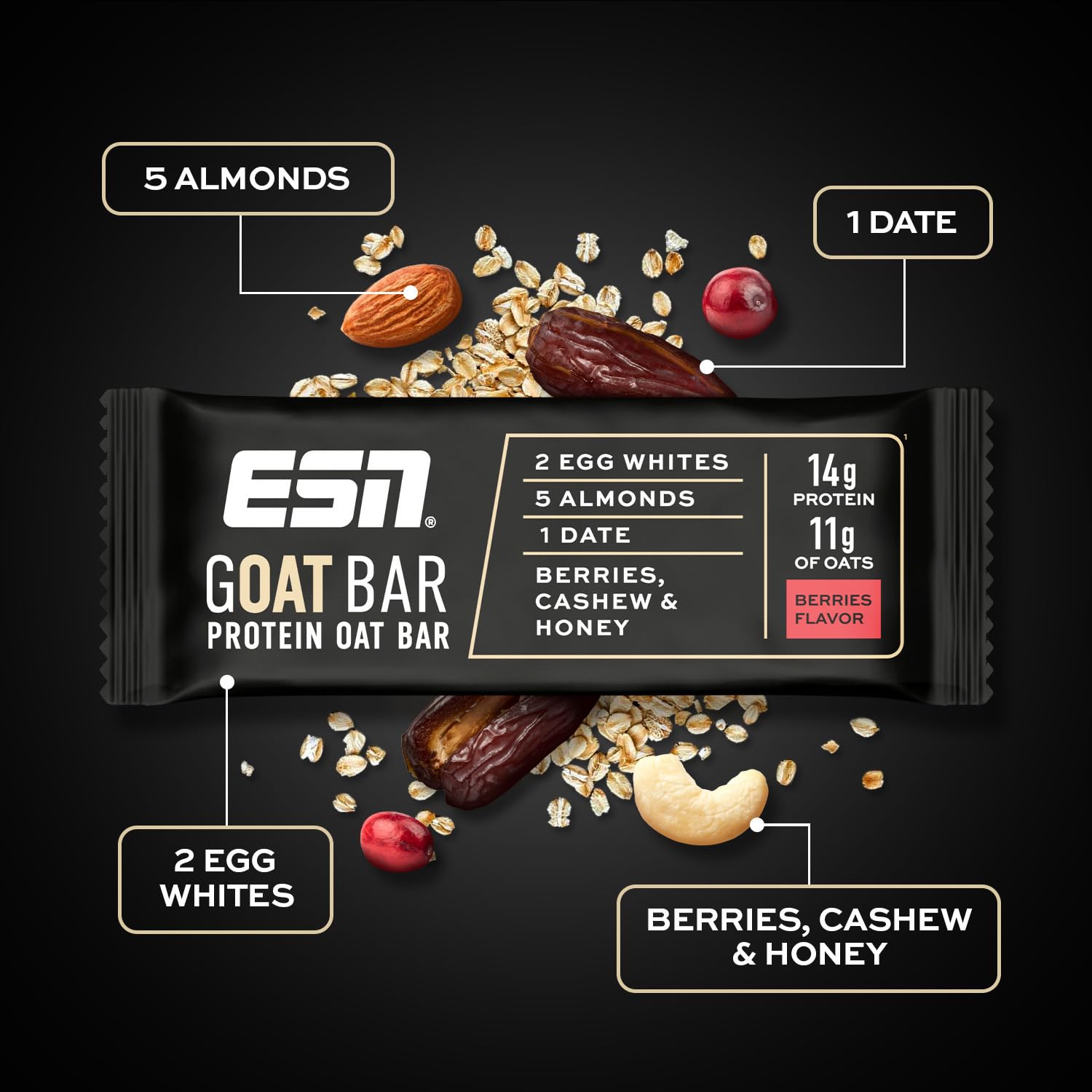 ESN GOAT Bar Salty Peanut 12 x, verschiedene Sorten, Protein Oat Bar Pr